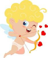 fofa cupido anjo desenho animado personagem vôo com arco e seta vetor