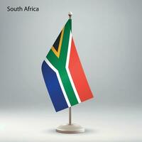 bandeira do sul África suspensão em uma bandeira ficar em pé. vetor