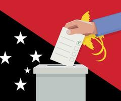 papua Novo Guiné eleição conceito. mão coloca voto boletim vetor