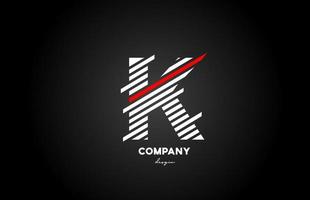 ícone de design de logotipo preto branco vermelho k alfabeto letra para empresa e negócios vetor