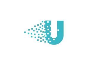 ícone de logotipo de letra do alfabeto u para empresa e negócios. design de pixel corroído verde para identidade corporativa vetor