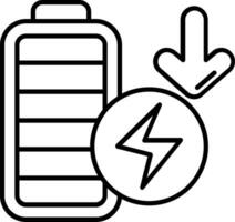 ícone de linha de bateria fraca vetor