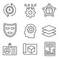 conjunto de ícones de linha de aprendizado de máquina vetor