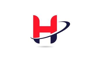 h design do ícone do logotipo da letra do alfabeto em vermelho azul com swoosh para negócios e empresa vetor