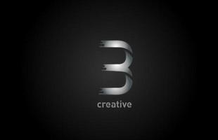 b ícone de design de logotipo de metal prata alfabeto letra para empresa e negócios vetor