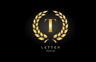 ícone do logotipo da letra do alfabeto ouro dourado t com design floral para negócios e empresa vetor
