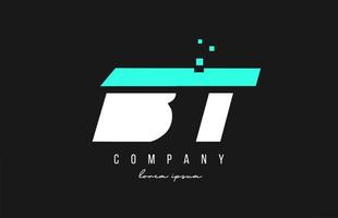 combinação do logotipo da letra do alfabeto bt nas cores azul e branca. design de ícones criativos para negócios e empresa vetor