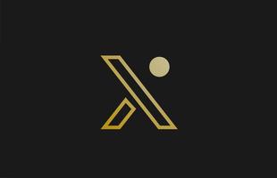 linha dourada ouro x design de logotipo de letra do alfabeto com ícone de círculo para empresa e negócios vetor