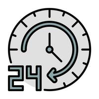 24 hora ícone vetor ou logotipo ilustração esboço Preto cor estilo