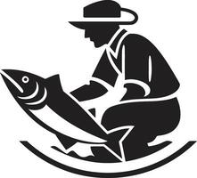 pescador logotipo com serifa Fonte tradição e Confiar em pescador logotipo com sans serifa Fonte modernidade e simplicidade vetor
