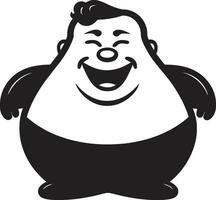 corpulento pioneiro Preto vetor logotipo para obesidade consciência robusto campeão gordo homem ícone dentro à moda Preto