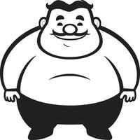 cheio figura fusão vetor logotipo do uma roliço cavalheiro lustroso chock Sombrio ícone ilustrando obesidade defesa