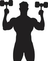 fitnessfusion Preto exercite-se logotipo vetorverve homem com haltere ícone vetor