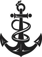 capitães símbolo navio âncora dentro Preto ícone náutico resistência Preto âncora logotipo Projeto vetor