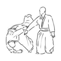 brigando Aikido vetor esboço