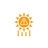 aviso de radiação uv, ícone de ultravioleta solar vetor