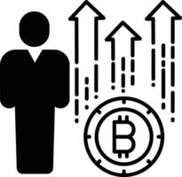 aumentar bitcoin do utilizador sólido glifo vetor ilustração