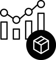 logístico dados analytics escrivaninha sólido glifo vetor ilustração