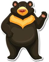 Adesivo de personagem de desenho animado de urso preto vetor