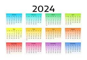 calendário para 2024 isolado em uma branco fundo vetor