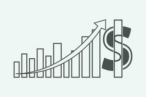 financeiro crescimento gráfico com dólar placa. estoque mercado o negócio crescimento ícone. vetor ilustração.