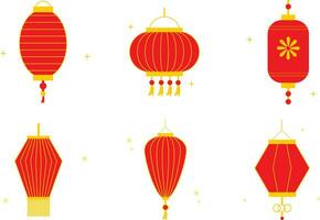 lanterna chinês Novo ano. dentro plano Projeto. isolado vetor