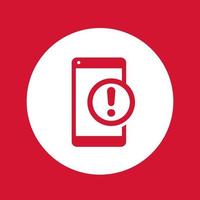 ícone de vetor de notificação, smartphone e sinal de alerta