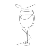 vetor contínuo 1 linha desenhando do vinho vidro melhor usar para logotipo, cartaz, banner e fundo