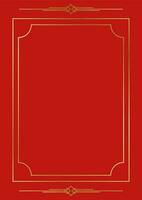 dourado emoldurado linhas para cartões em a elegante vermelho fundo. decorado dentro China vetor