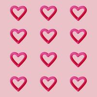 uma bandeira com uma 3d em forma de coração linha em uma Rosa fundo. a conceito do dia dos namorados dia, casamento, aniversário. vetor ilustração. retro estilo
