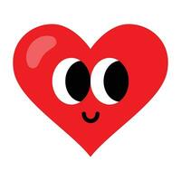kawaii vermelho coração desenho animado ícone. vetor