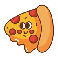 kawaii pizza fatia desenho animado ícone. vetor