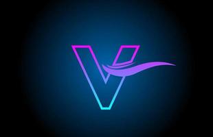 v ícone de logotipo de letra do alfabeto azul e rosa para negócios e empresa com design de linha simples vetor