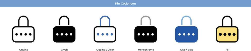 PIN código ícone conjunto vetor