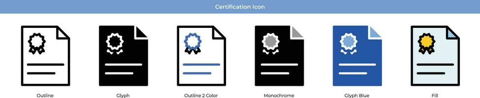 certificação ícone conjunto vetor