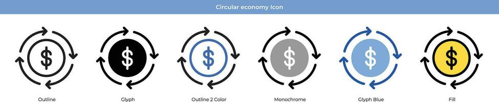 circular economia ícone conjunto vetor