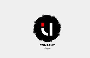 u ícone do logotipo do alfabeto de letra preta e branco vermelho com design grunge para empresa e negócios vetor