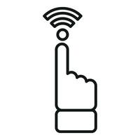 toque dedo Wi-fi ponto ícone esboço vetor. Internet fornecedor vetor