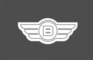 b ícone do logotipo da letra do alfabeto para negócios e empresa com design de asa de linha vetor