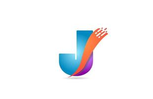 ícone do logotipo da letra do alfabeto j azul rosa para empresa e negócios com design de contorno de casa vetor