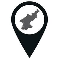 norte Coréia mapa em mapa PIN ícone Preto cor isolado vetor