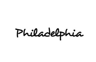 Filadélfia cidade escrita à mão palavra texto mão lettering. texto de caligrafia. tipografia na cor preta vetor