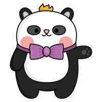 vetor kawaii panda ícone para crianças. fofa animal ilustração. engraçado desenho animado personagem. adorável Urso clipart com arco e Rosa bochechas