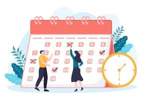 ilustração vetorial de fundo de calendário com sinal de círculo para o planejamento de assuntos importantes, gerenciamento de tempo, organização do trabalho e notificação de eventos de vida ou feriado vetor