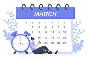 ilustração vetorial de fundo de calendário com sinal de círculo para o planejamento de assuntos importantes, gerenciamento de tempo, organização do trabalho e notificação de eventos de vida ou feriado vetor