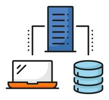 base de dados rede servidor, dados armazenamento cor ícone vetor