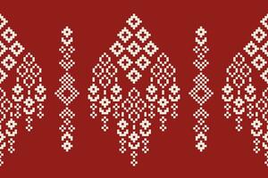 étnico geométrico tecido padronizar Cruz ponto.ikat bordado étnico oriental pixel padronizar vermelho Natal dia fundo. resumo,vetor,ilustração. textura,quadro,decoração,motivos,seda papel de parede. vetor