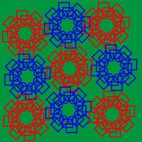vermelho e azul vetor geométrico círculo padrões em verde fundo