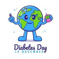 design plano de vetor isolado do dia mundial da diabetes.