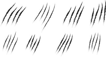 conjunto de marca de arranhões de garra animal. forma de pata de arranhões de tigre de gato. isolado em fundo branco vetor